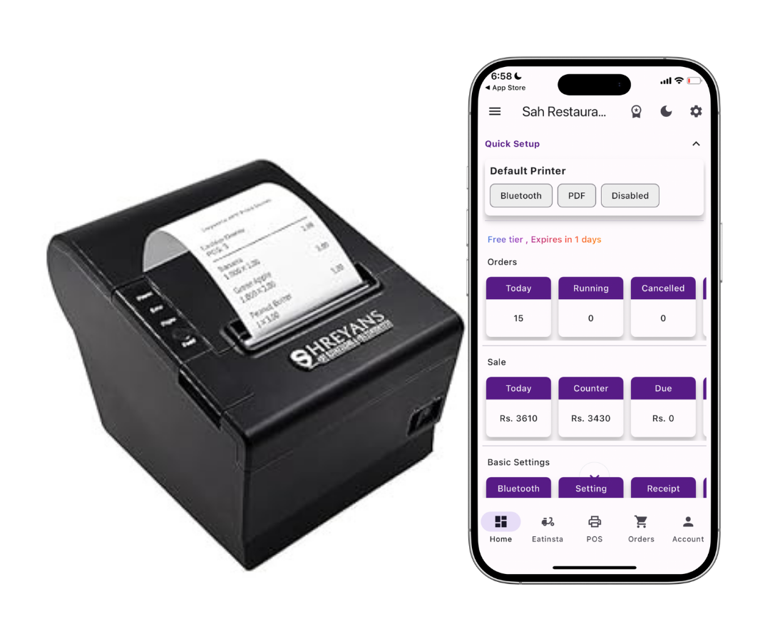 3 Inch POS Printer with One-Year Plan